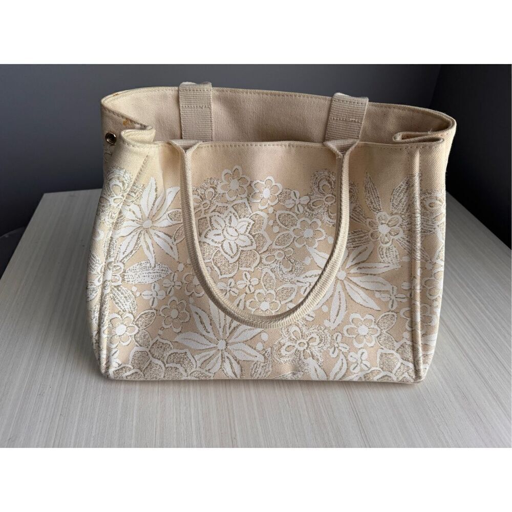 Oscar de la Renta Canvas Floral Tote